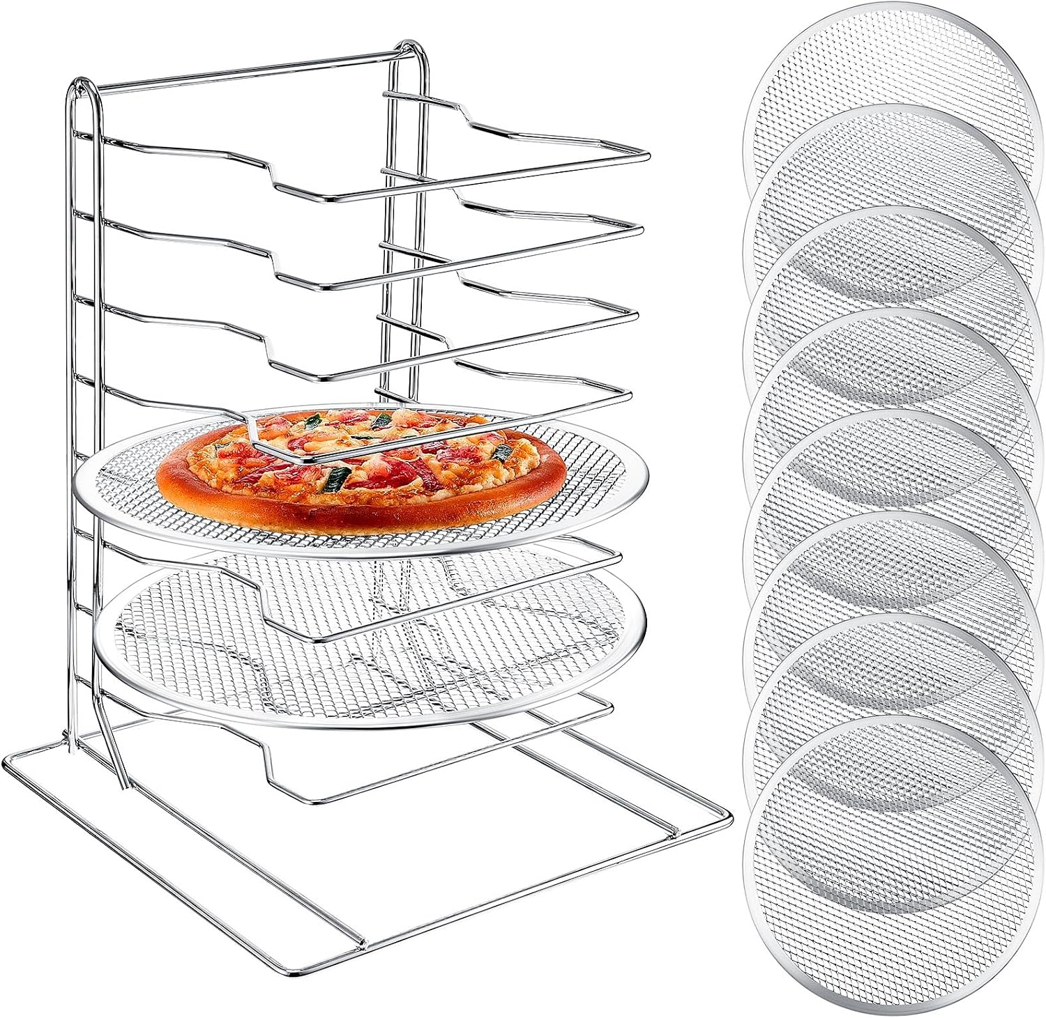Commercial Kitchen Set - Pizza Rack 8 Tiered Stand With