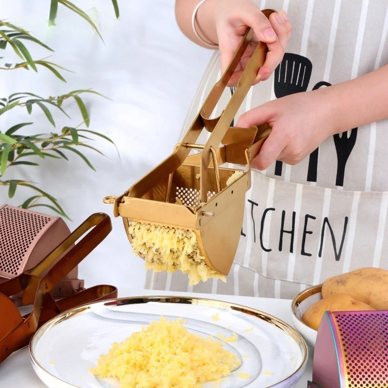 Commercial Kitchen Manufacturers - 1pc Gold Potato Ricer Manual Lemon