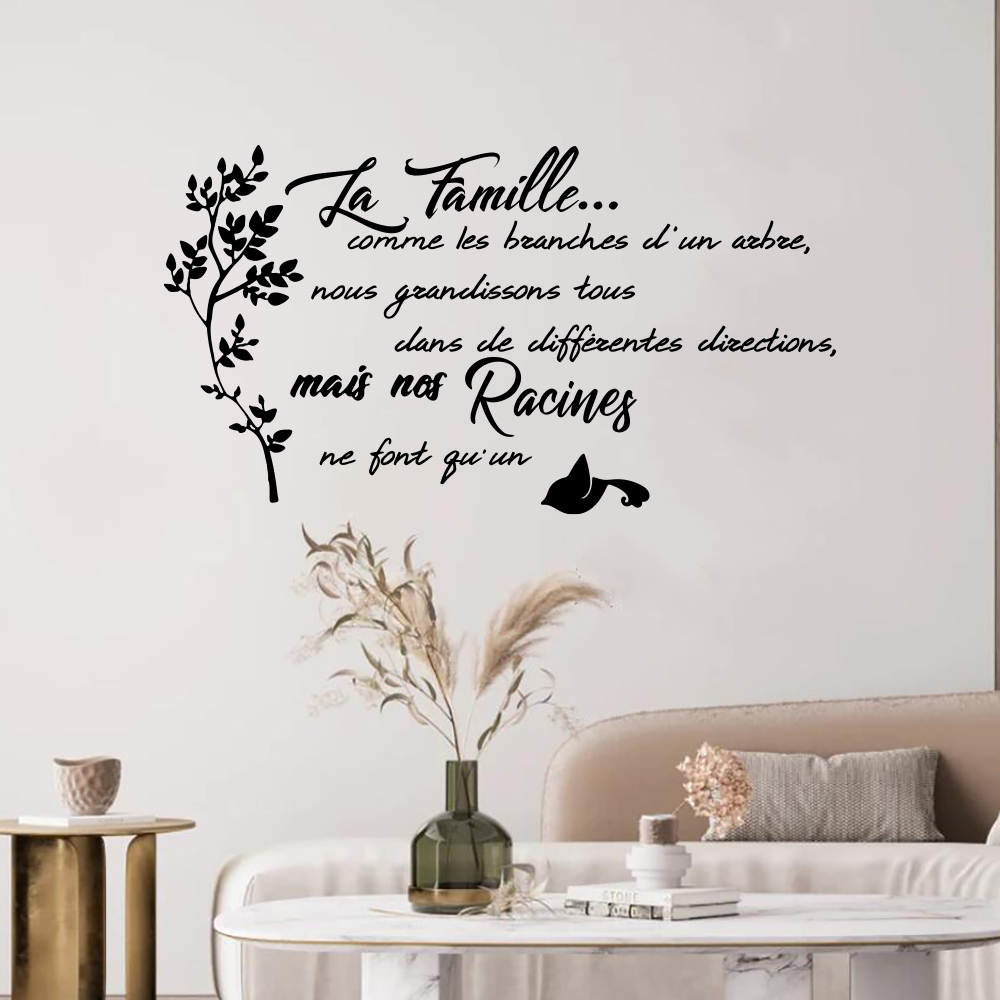Commercial Kitchen Fridge - French Family Quote Tree Bird Wall