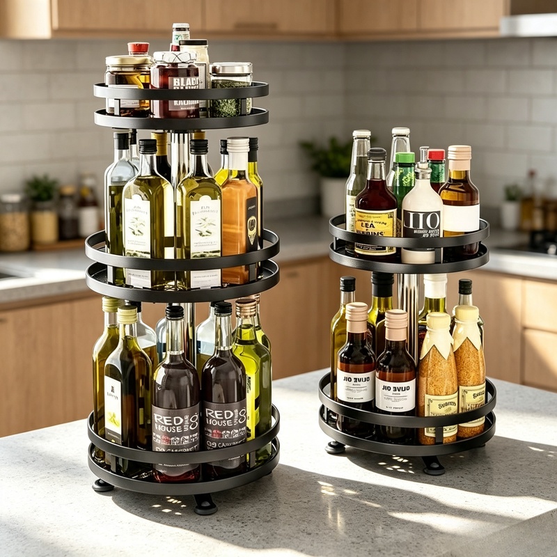 Commercial Kitchen Utensil Organizer - 360° Degree Rotatable Spice Turntable Kitchen