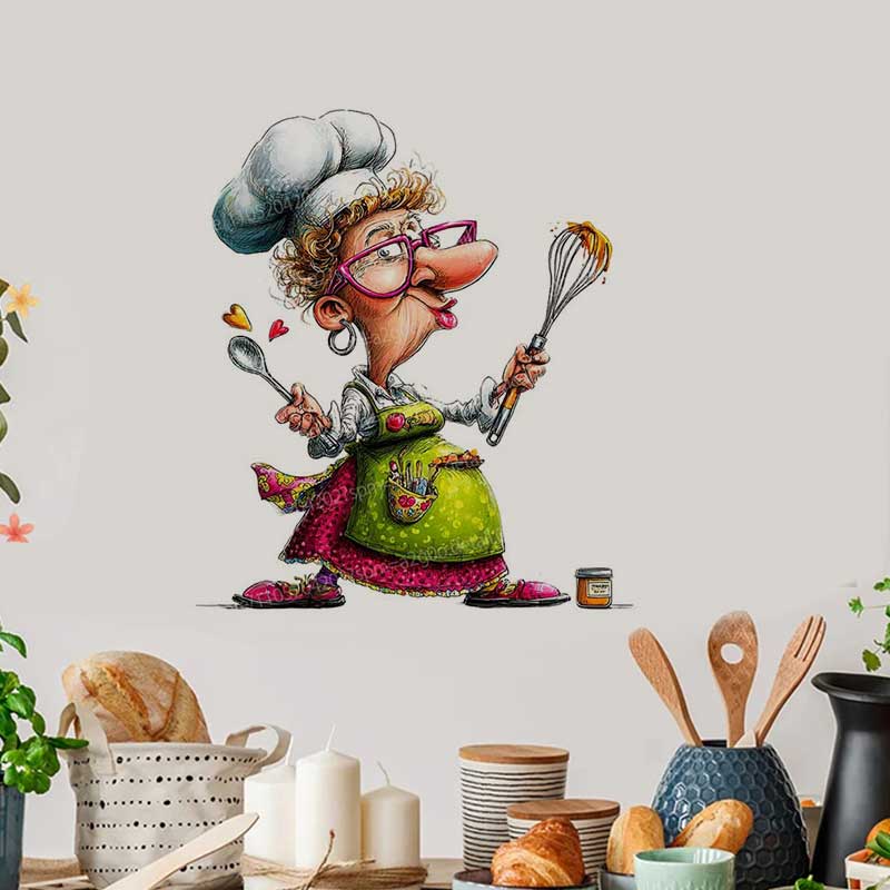 Commercial Kitchen Fridge - Funny Cooking Ladies Decal Stickers Home