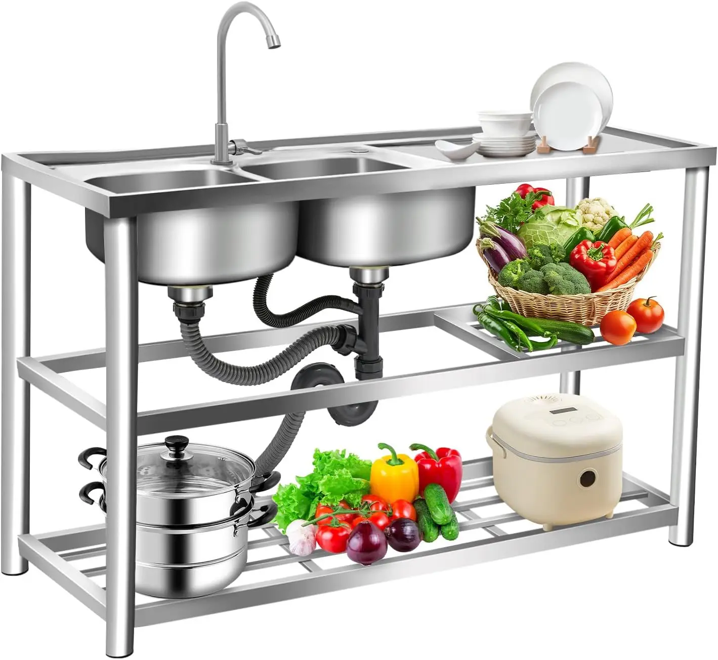 3 Tiers Freestanding Stainless - đánh giá và giá Commercial Kitchen Set