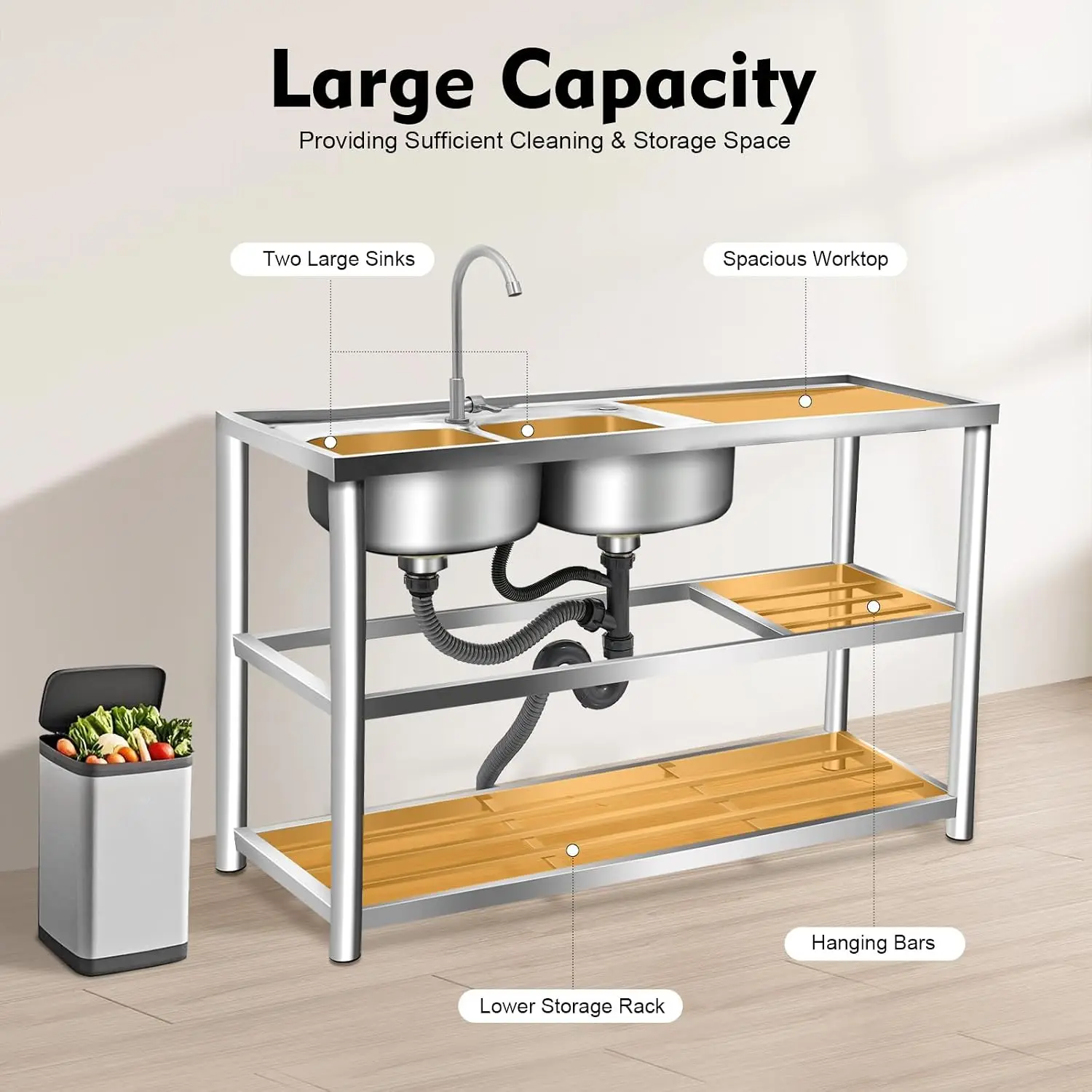 3 Tiers Freestanding Stainless - đánh giá và giá Commercial Kitchen Set