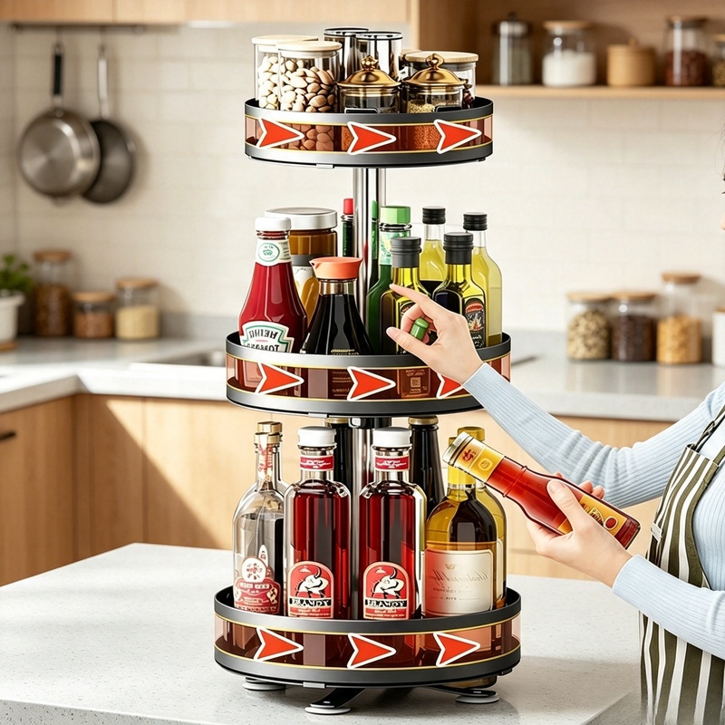 360° Degree Rotatable Spice Tu - đánh giá và giá Commercial Kitchen Utensil Organizer