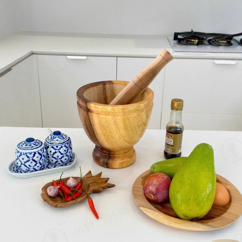 Natural Acacia Wood Mortar and - đánh giá và giá Commercial Kitchen Set