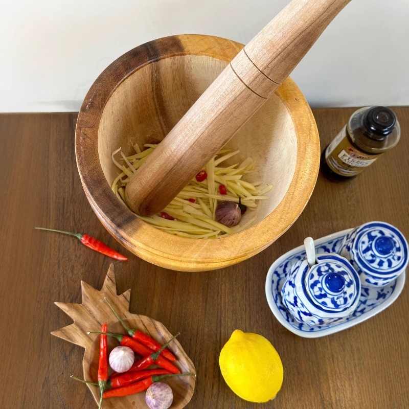 Natural Acacia Wood Mortar and - đánh giá và giá Commercial Kitchen Set