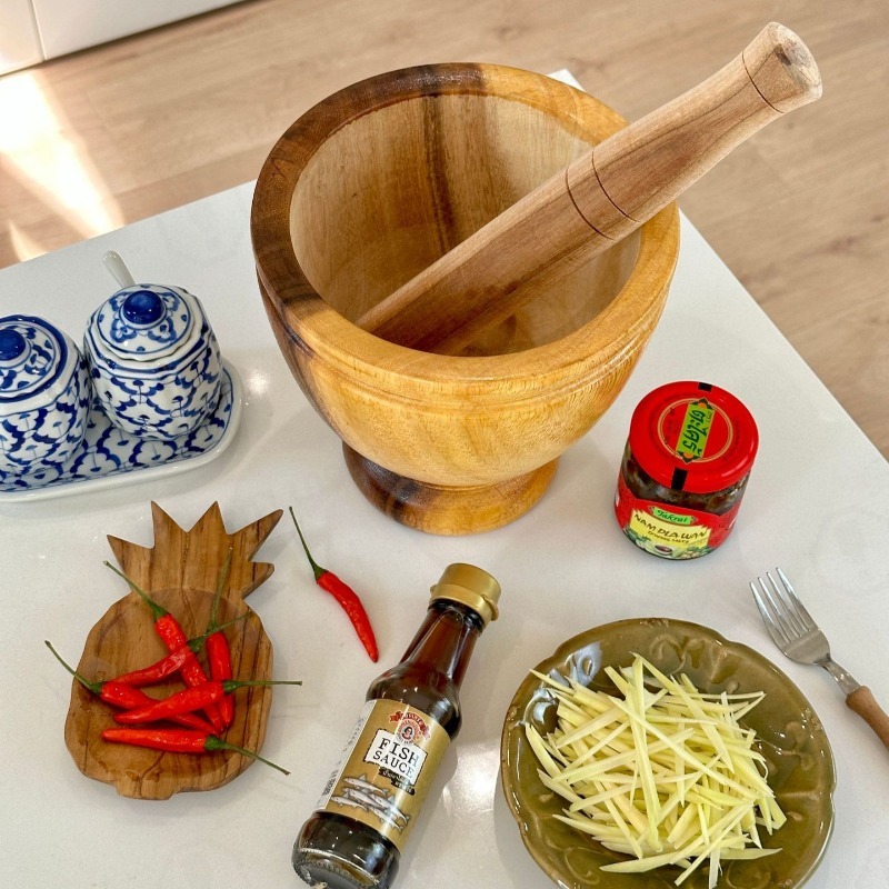 Natural Acacia Wood Mortar and - đánh giá và giá Commercial Kitchen Set