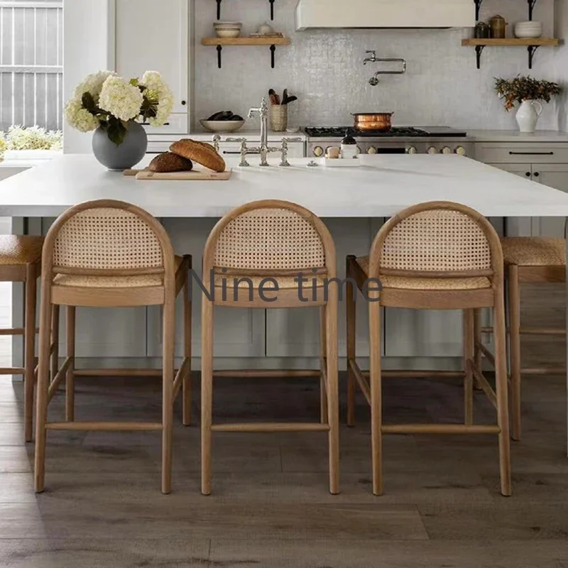 Solid Wood Rattan Kitchen Bar  - đánh giá và giá Commercial Kitchen Counter